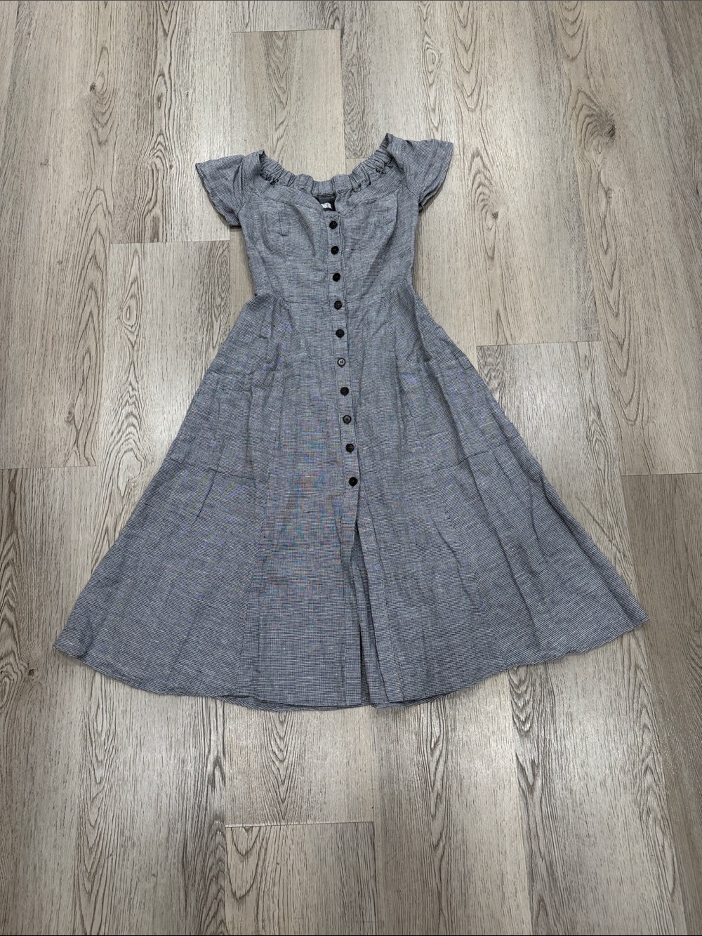 Reformation Gray Button-Front Midi Dress